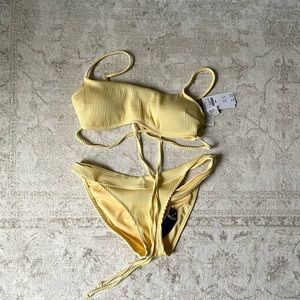 Hollister yellow ribbed bikini